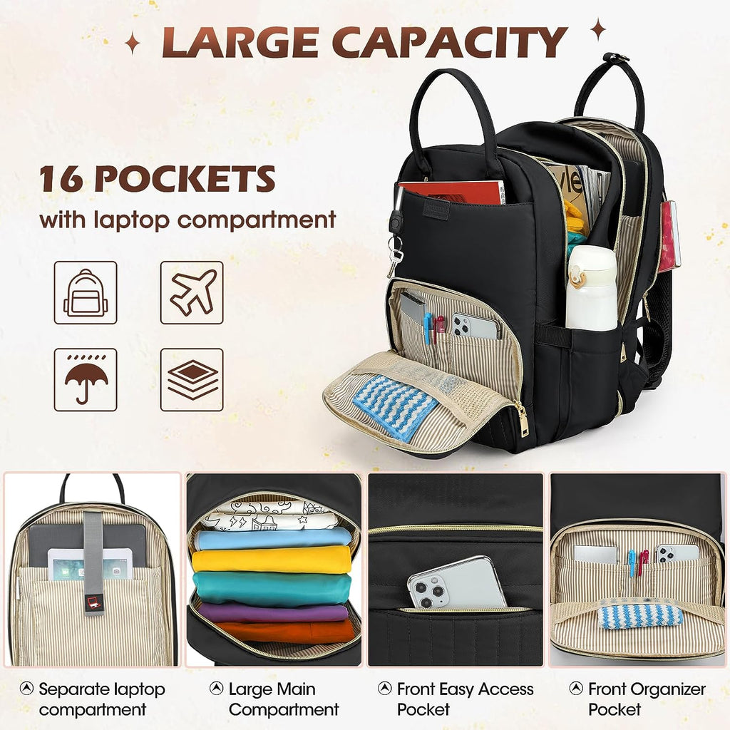 baybby professional laptop backpack Laptop Backpack for Women 15.6 Inch Waterproof Travel Backpack with US – NUBILY