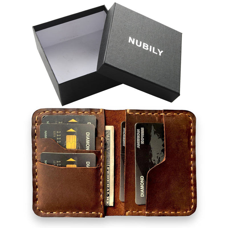 NUBILY Leather Pocket Wallet Slim Front Wallet Fit in Pocket Leather Bifold Wallet with Card Holder