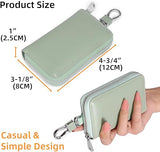 NUBILY Genuine Leather Car Key Case, Unisex Keychain Wallet Coin Purse Bag with Metal Hook