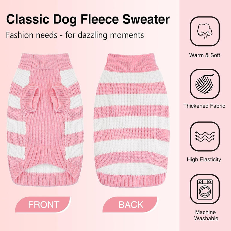 NUBILY Dog Fleece Sweater Winter Cat Clothes Cold Weather Knitwear for Girl Boy Pink